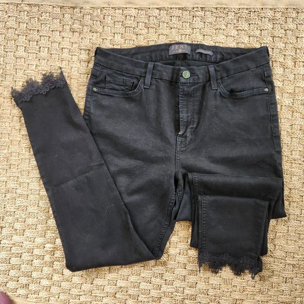 Jen 7 by 7 for all mankind | Black Jean Stretch Sz 10 | Lace Hem